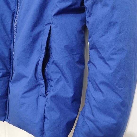 Uniqlo womens small cobalt blue puffer down jacket with hoodie coat - Picture 3 of 9